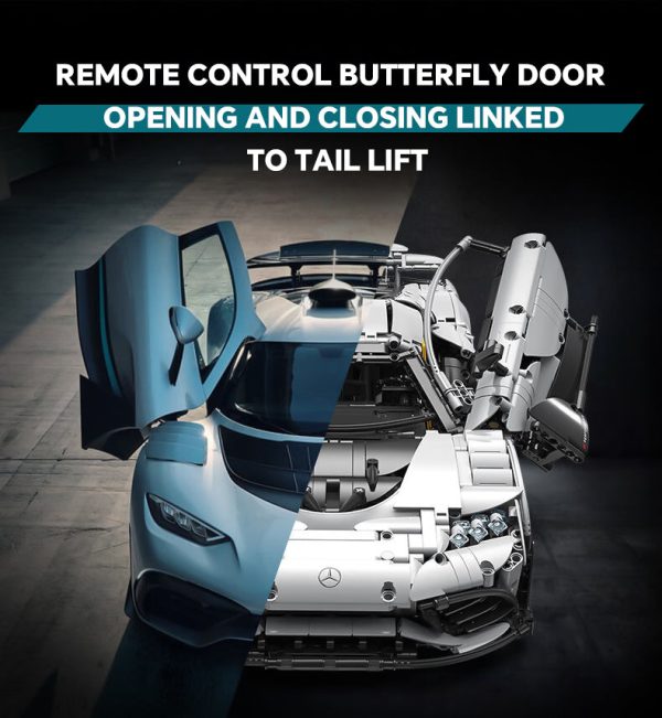 1: 8 Mercedes AMG ONE Building Set with Remote Control, Fully Detailed Simulation, The Ultimate Collectible, Electric Dutterfly Doors, Rear Wing Lifting, Controllable lights, Launch Control (3295 Pcs) - Image 2