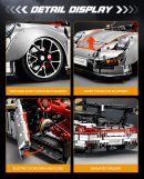 1: 8 Sliver Porsche GT2 RS with Electric Suspension Lifting, Electric Doors Remote Control Model (3389 Pcs)