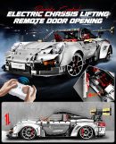 1: 8 Sliver Porsche GT2 RS with Electric Suspension Lifting, Electric Doors Remote Control Model (3389 Pcs)