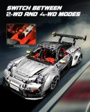 1: 8 Sliver Porsche GT2 RS with Electric Suspension Lifting, Electric Doors Remote Control Model (3389 Pcs)