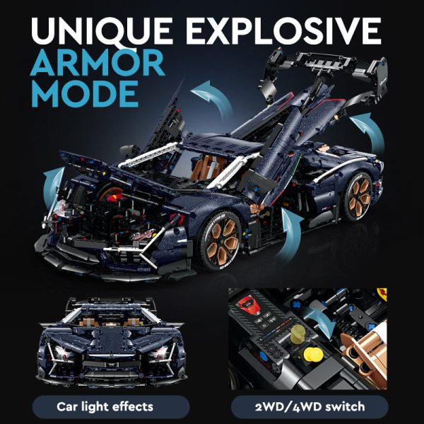 1: 8 Starry Night Sportcar with Remote Control, Electric Lifting Chassis, Electric Door (4106 Pcs) - Image 2