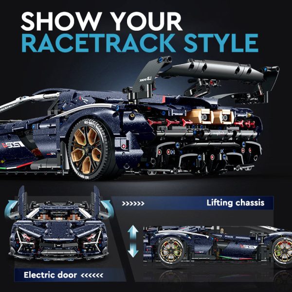 1: 8 Starry Night Sportcar with Remote Control, Electric Lifting Chassis, Electric Door (4106 Pcs) - Image 3