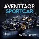 1: 8 Starry Night Sportcar with Remote Control, Electric Lifting Chassis, Electric Door (4106 Pcs)