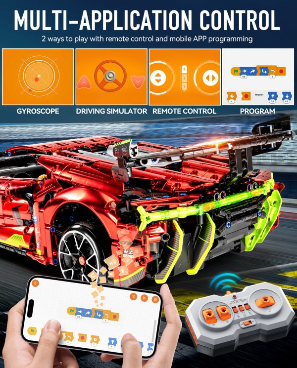 1:10 Lamborghini Plated Sports Car with Electric Chassis Lifting, Electric Driftable Remote Control Model (1889 Pcs) - Image 2