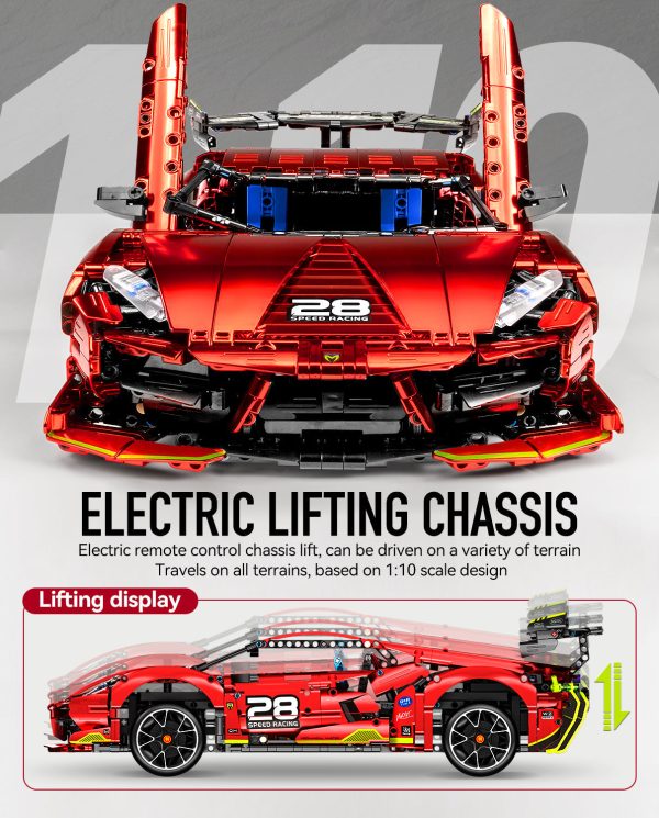 1:10 Lamborghini Plated Sports Car with Electric Chassis Lifting, Electric Driftable Remote Control Model (1889 Pcs) - Image 4