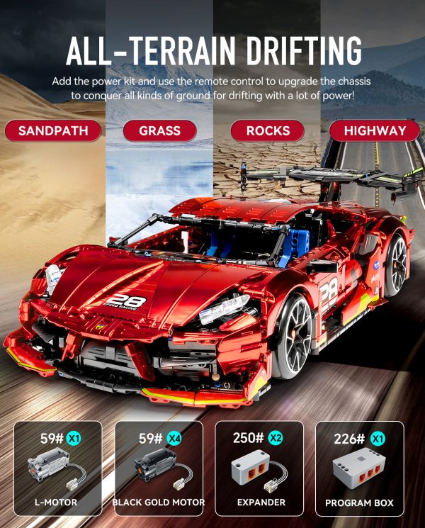 1:10 Lamborghini Plated Sports Car with Electric Chassis Lifting, Electric Driftable Remote Control Model (1889 Pcs) - Image 5