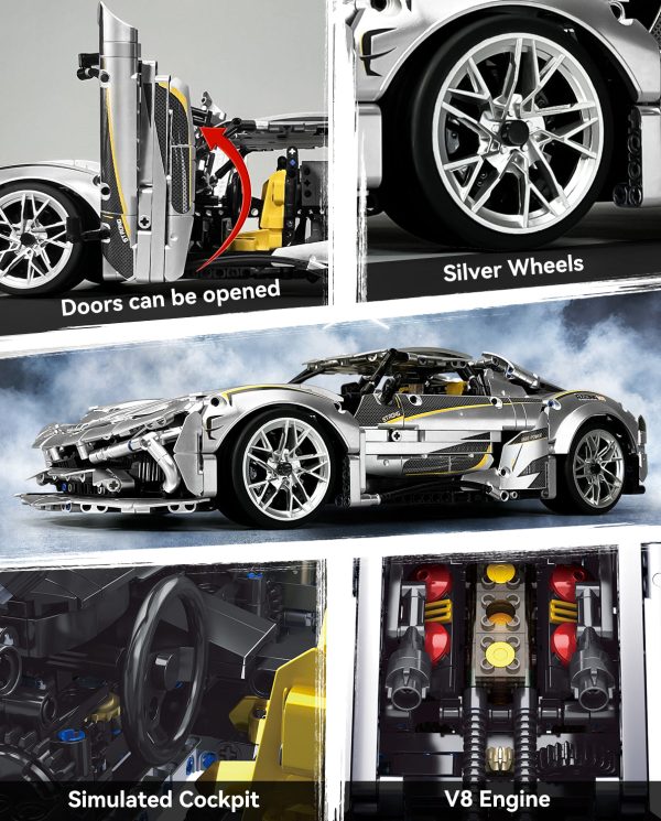 1:10 Silver Koenigsegg Building Sets (2086Pcs) - Image 3