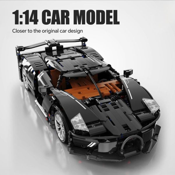 1:14 Bugatti Night V12 Sports Car Building Sets, Collectable Model for Boys Men Teens (1056 Pcs) - Image 5