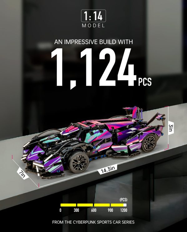 1:14 Cyberpunk Sports Car Building Sets, Collectable Model for Boys Men Teens (1124Pcs) - Image 5