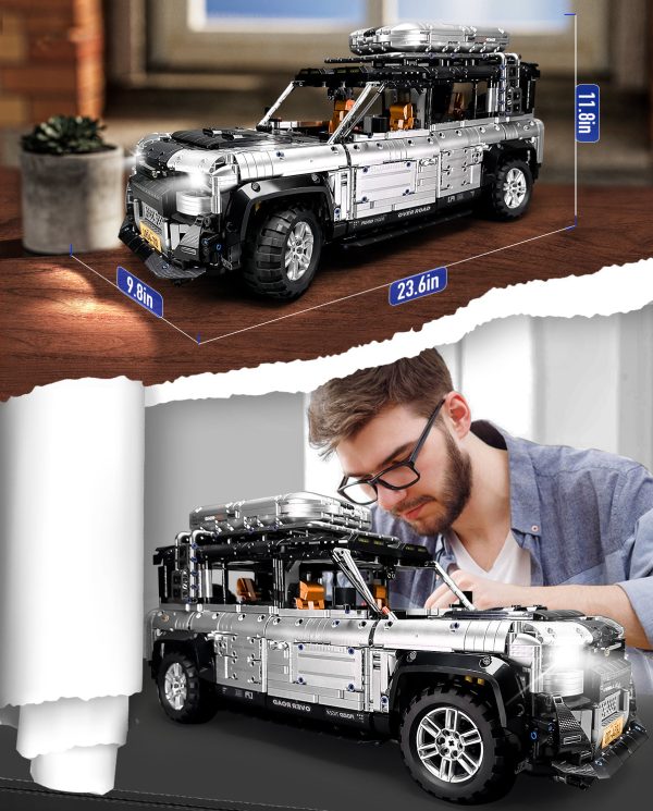1:8 Land Rover Silver Off-Road MOC Building Blocks and Electric Engineering Toy, Remote Control (5268 Pcs) - Image 4