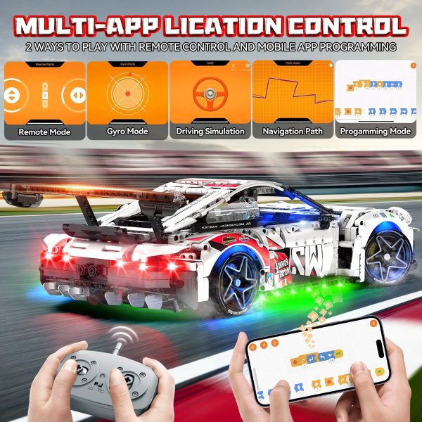 2 in 1 Porsche 911 Building Set and Star Space Fighter Building Set, Remote Control, 1860Pcs - Image 4