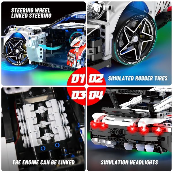2 in 1 Porsche 911 Building Set and Star Space Fighter Building Set, Remote Control, 1860Pcs - Image 6