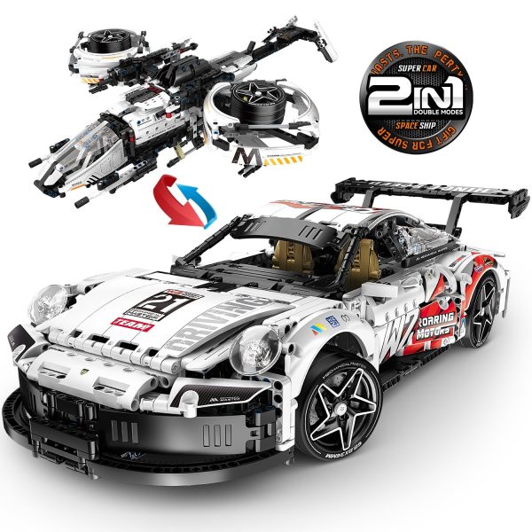 2 in 1 Porsche 911 Building Set and Star Space Fighter Building Set, Remote Control, 1860Pcs - Image 9