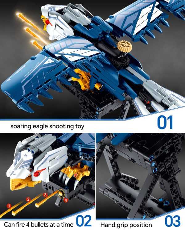 BAV Blue Eagle Hand-held Launch Toy Building Set with Movable Wings, 630Pcs - Image 4