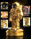 Gold Astronaut Building Sets with Variable Light Blocks, Space Exploration Model with Display Stand