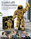 Gold Astronaut Building Sets with Variable Light Blocks, Space Exploration Model with Display Stand
