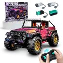 Jeep Wrangler Plated Off-Road Pickup with Electric Chassis Lifting, 1:10 MOC Remote Control Truck, 2088 Pcs