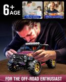 Jeep Wrangler Plated Off-Road Pickup with Electric Chassis Lifting, 1:10 MOC Remote Control Truck, 2088 Pcs