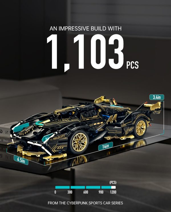 Lamborghini V12 Black Sports Car MOC Building Kits, 1:14 Car Model for Boys Men, 1124Pcs - Image 6