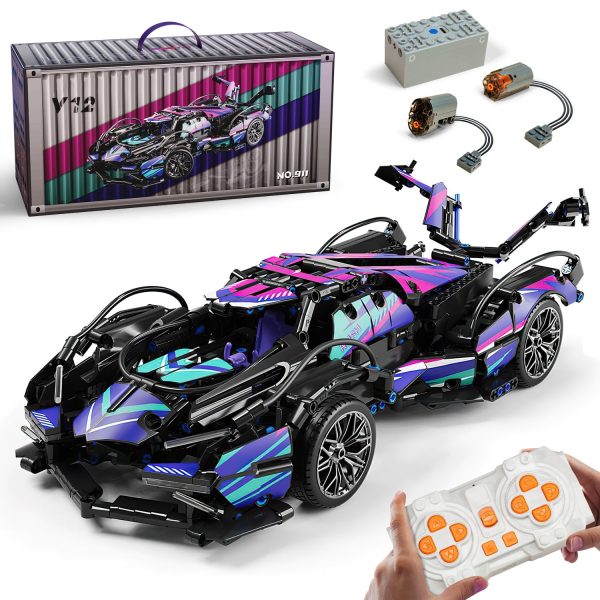 Lamborghini V12 Sports Car Building Sets with Remote Control, 1:14 MOC Raceing Car, 1124Pcs