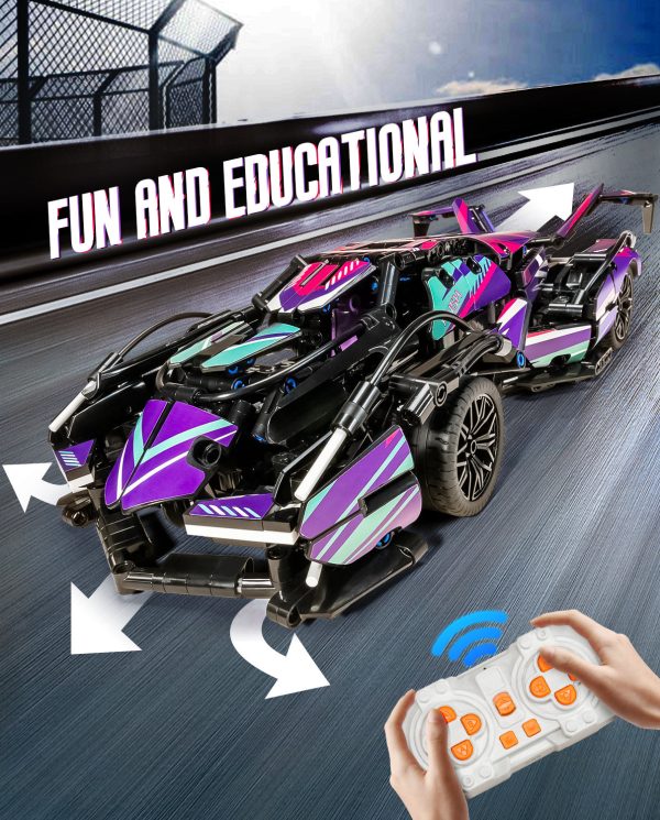 Lamborghini V12 Sports Car Building Sets with Remote Control, 1:14 MOC Raceing Car, 1124Pcs - Image 4