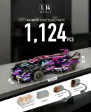 Lamborghini V12 Sports Car Building Sets with Remote Control, 1:14 MOC Raceing Car, 1124Pcs