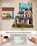 Medieval Architecture Coaching Inn Building Blocks, Collectible Gift Toy Model Set with Light (1767 Pcs)