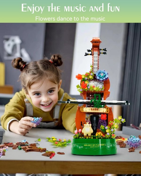 Violin Flowers Music Box Building Block Kit, Home Decor & Creative Gift, Valentines Birthday for Mom Women Girlfriend Adults Gift - Image 5