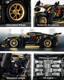 1:14 Black Bugatti Sets, Toy Sports Car for Boys Men Teens (1368Pcs)