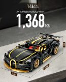 1:14 Black Bugatti Sets, Toy Sports Car for Boys Men Teens (1368Pcs)