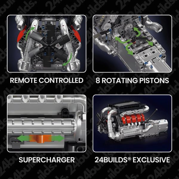 MOTORISED GERMAN V8 ENGINE WITH GEARBOX | 1168PCS - Image 4