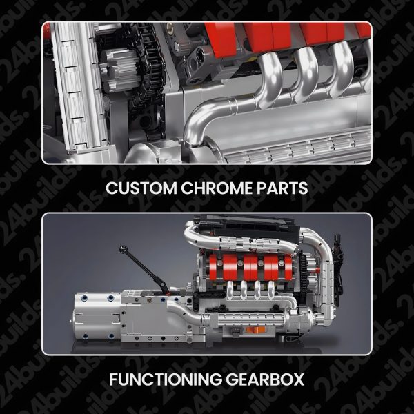 MOTORISED GERMAN V8 ENGINE WITH GEARBOX | 1168PCS - Image 5