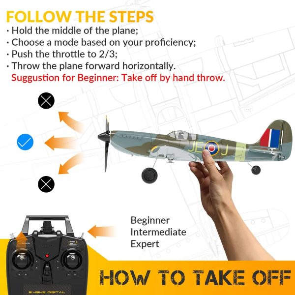 Blue Spitfire RC Airplane for Kids with 4-CH Xpilot Gyro Stabilizer - Image 6