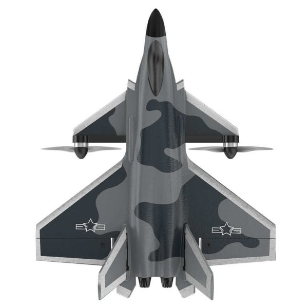 KF700 J-20 4-Channel Brushless Glider RC Plane, 300m Range, Camouflage Gray