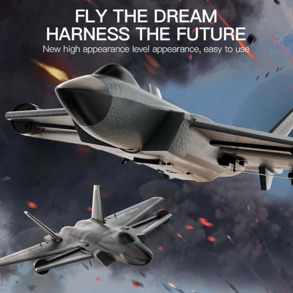 KF700 J-20 4-Channel Brushless Glider RC Plane, 300m Range, Camouflage Gray - Image 3