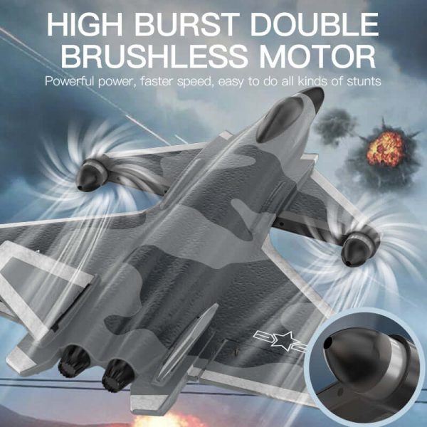 KF700 J-20 4-Channel Brushless Glider RC Plane, 300m Range, Camouflage Gray - Image 6