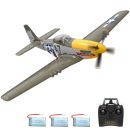P51D RC Airplane with Mode 1 Transmitter | 4-Channel Brushless & XPilot Stabilizer