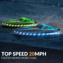 20mph RC Boat with LED Lights for Pools and Lakes - Fast and Fun!
