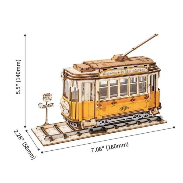 3D Vintage Tramcar Wooden Puzzle: Unique DIY Model Kit - KidsToyLover - Image 9