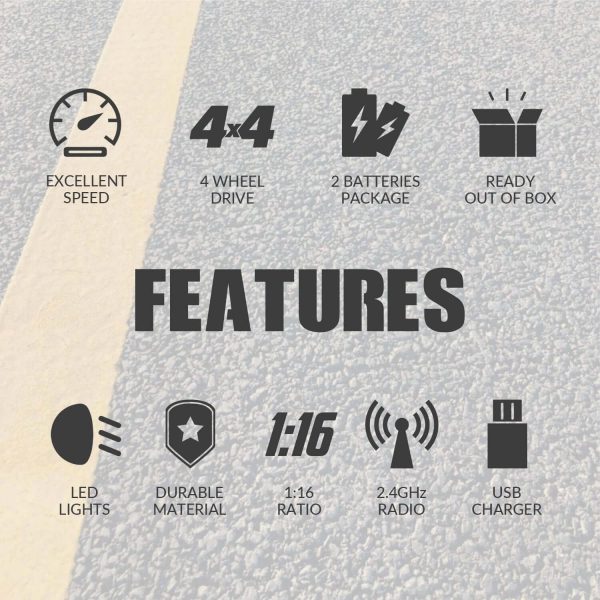RACENT SandStorm 1/16 High-Speed RC Truck, 40km/h Fast Off-Road Car - Image 4