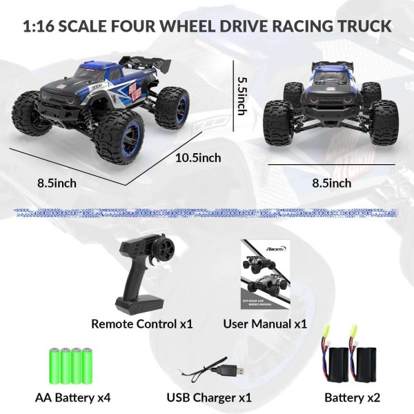RACENT SandStorm 1/16 High-Speed RC Truck, 40km/h Fast Off-Road Car - Image 6