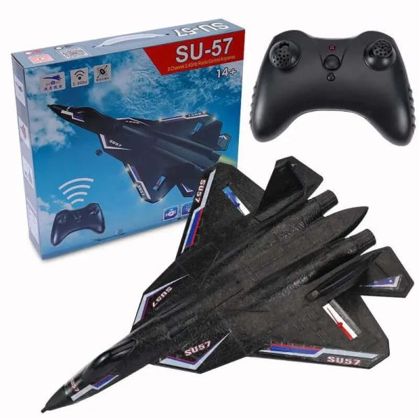 SU57 RC Plane: 2.4G Light-Up Foam Aircraft for Kids - Hand Thrown, Fixed Wing Toy