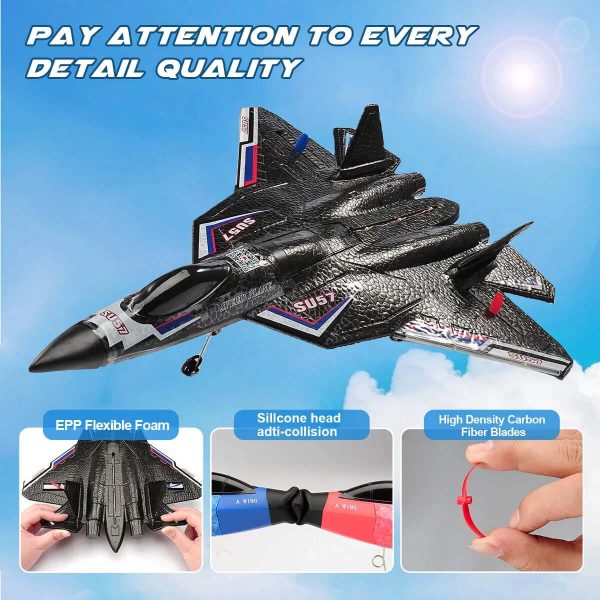 SU57 RC Plane: 2.4G Light-Up Foam Aircraft for Kids - Hand Thrown, Fixed Wing Toy - Image 4
