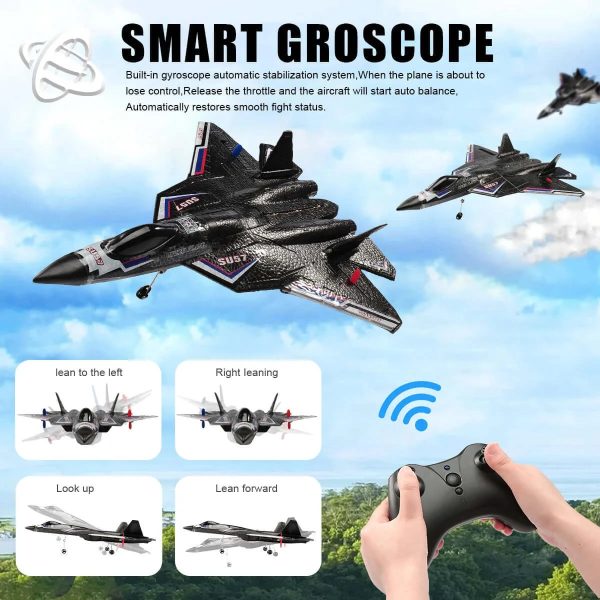 SU57 RC Plane: 2.4G Light-Up Foam Aircraft for Kids - Hand Thrown, Fixed Wing Toy - Image 5
