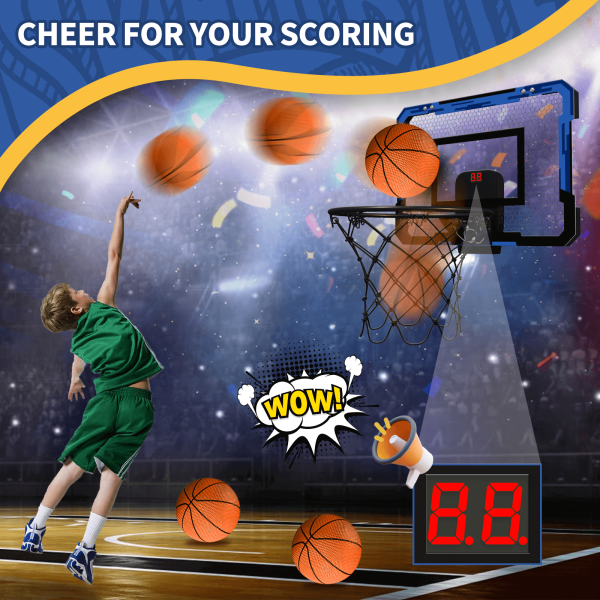 Fun and Active Playtime for Kids with our Foldable Wall-Mounted Basketball Hoop and Ball Set - Image 2