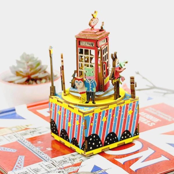 Kidstoylover: ROBOTIME 3D Wooden Puzzle Music Phone Booth - Image 4