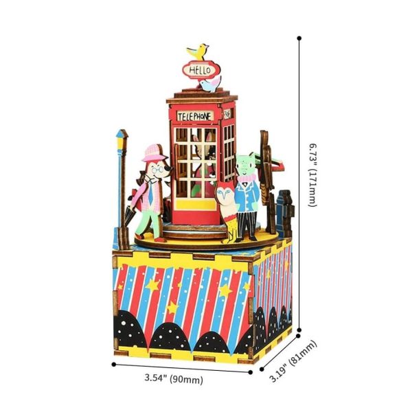 Kidstoylover: ROBOTIME 3D Wooden Puzzle Music Phone Booth - Image 5