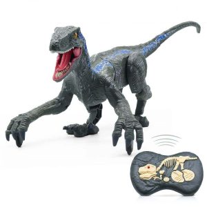 RC Velociraptor Dinosaur Toy with LED Lights & Roaring Sounds - Jurassic Fun