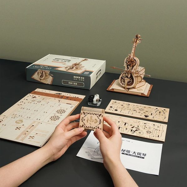 Robotime ROKR AMK63 Magic Cello: 3D Wooden Puzzle & Mechanical Music Box - Movable Stem, Creative & Fun Toy for Children and Girls - Image 7