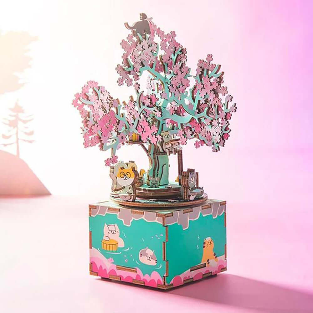 Robotime Rolife Cherry Blossom Tree Music Box Puzzle | KidsToyLover - Image 2